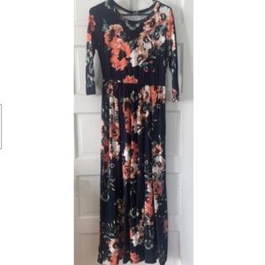 Jessakae Boutique Rose Floral Maxi Dress Soft/Stretch Jersey Size L Large NWT